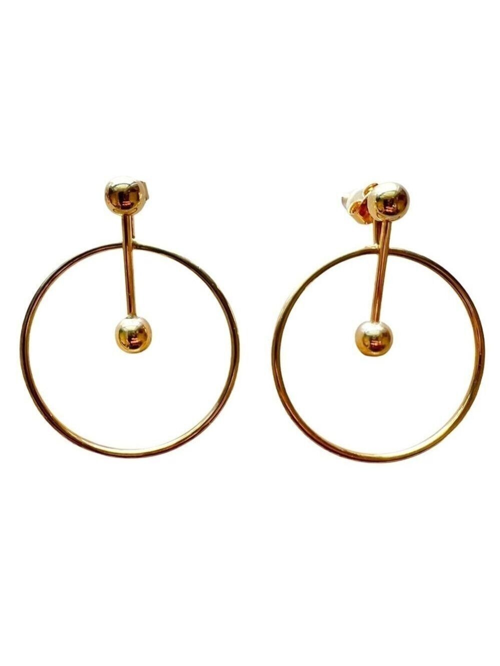 Gold Two Piece Hoop Earrings w/ Detachable Ball and Post, Worn 3 Ways